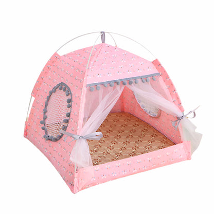 Namiot dla Zwierząt z Zasłonami – Przytulne Miejsce dla Kota i Małego Psa, Lekki i Przenośny, Wysokiej Jakości Tkanina 0