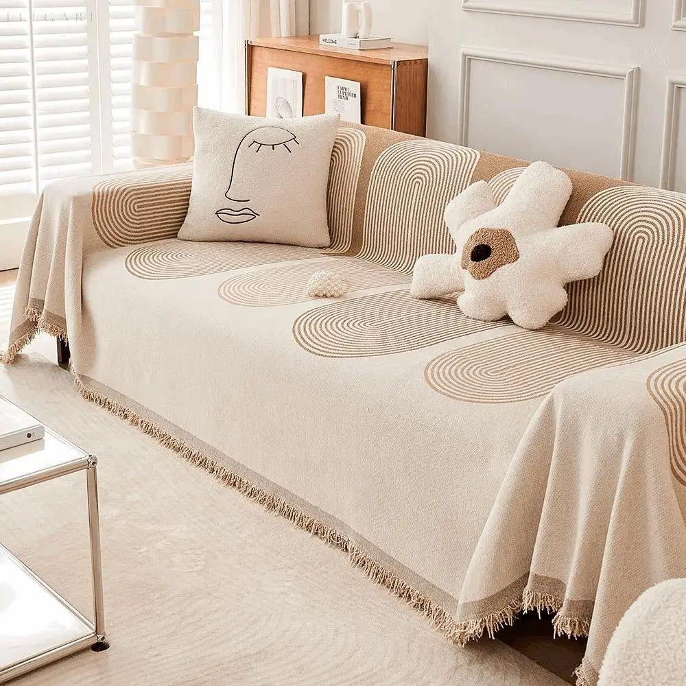 Narzuta na sofę z bawełny – Wodoodporna, miękka dekoracja do salonu | Stylowy akcent nordycki 1