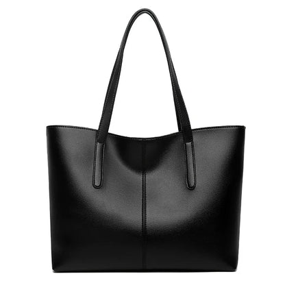 Duża czarna torba shopper damska – widok z przodu
