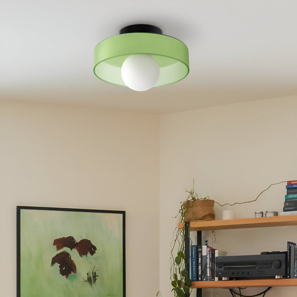 Nowoczesna Lampa Sufitowa LED Okrągła do Salonów i Sypialni, Energooszczędna, Elegancka, D25cm, Szkło-Kamień 3