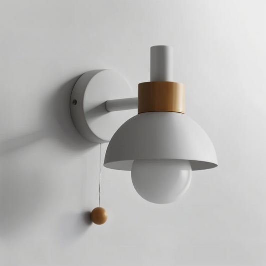 Nowoczesna lampa LED ścienna z drewnianym włącznikiem – Idealna do salonu, sypialni i przedpokoju 0