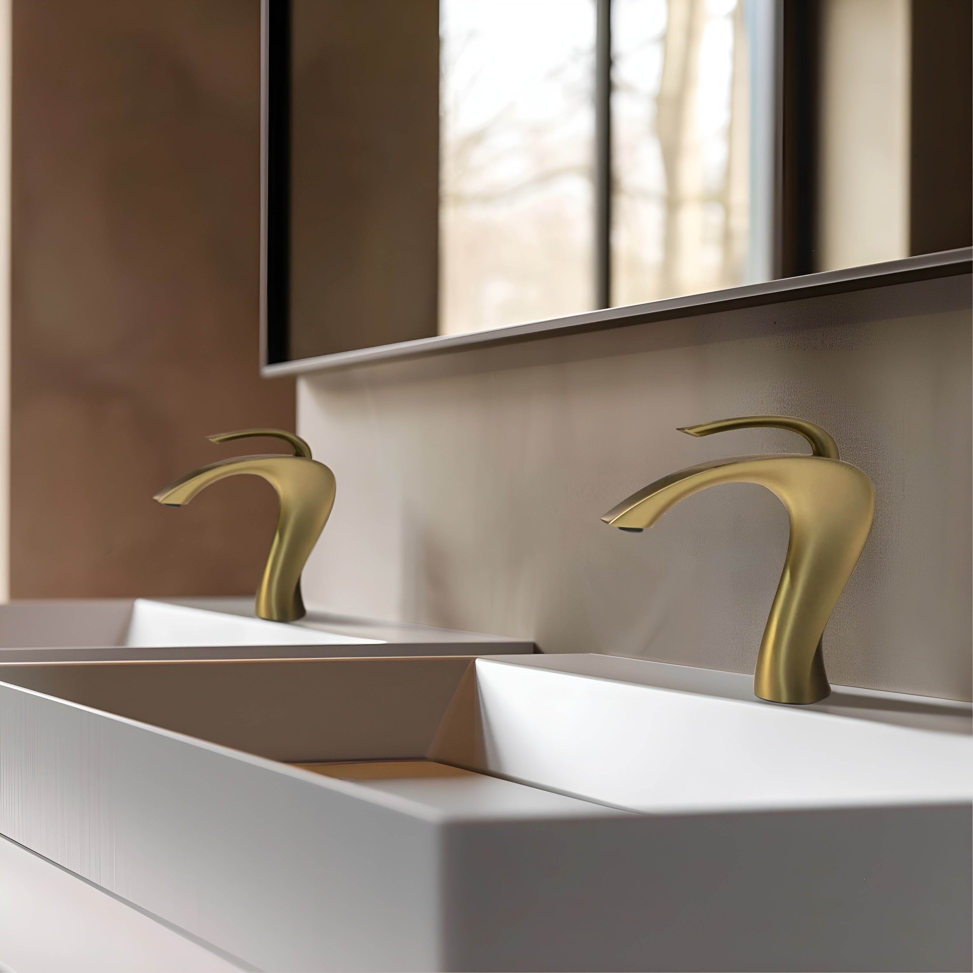 Nowoczesna mosiężna bateria umywalkowa – elegancki design z głowicą ceramiczną zapewniającą precyzyjną kontrolę wody 3