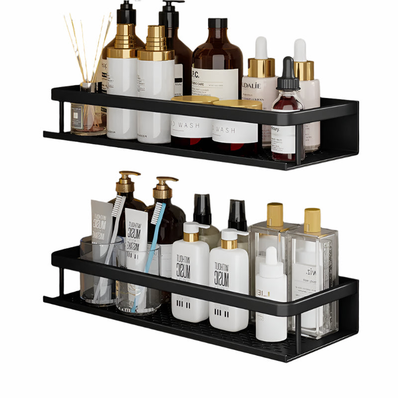 Nowoczesny Czarny Regał Prysznicowy z Aluminium – Kompaktowy Design do Przechowywania Akcesoriów Łazienkowych 1