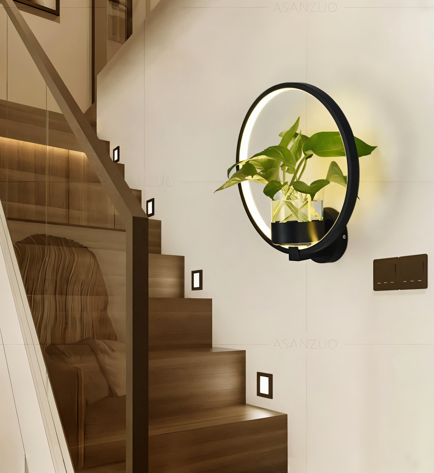 Nowoczesny Kinkiet LED Ścienny z Doniczką na Rośliny w Czerni – Kinkiet do Sypialni i Salonu, Minimalistyczny Design 2