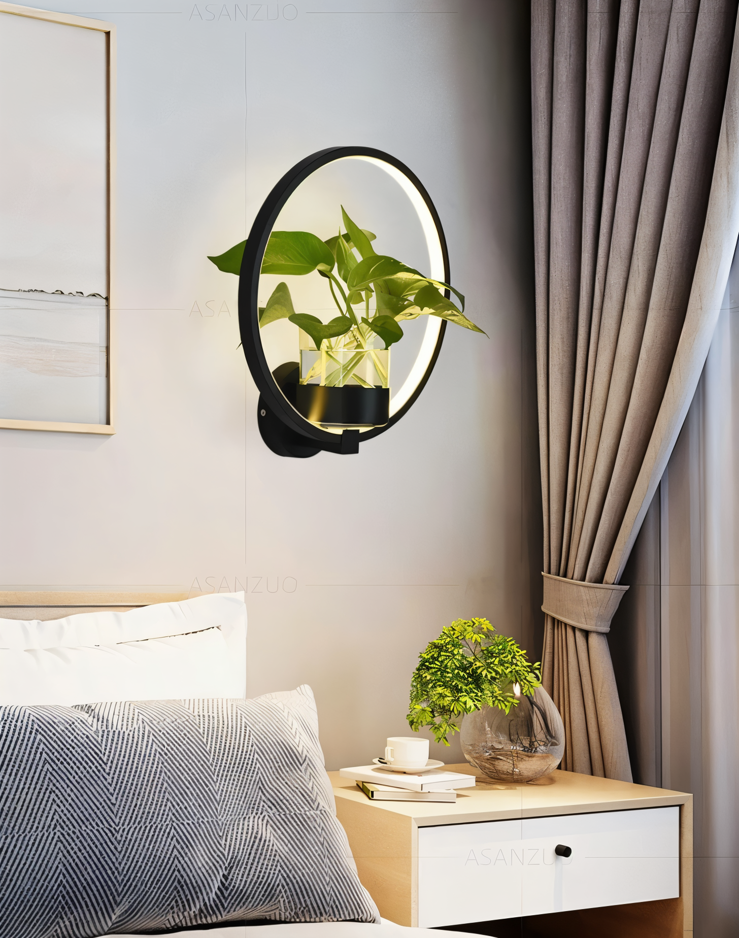 Nowoczesny Kinkiet LED Ścienny z Doniczką na Rośliny w Czerni – Kinkiet do Sypialni i Salonu, Minimalistyczny Design 3