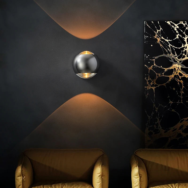 Nowoczesny Kinkiet Ścienny LED z Mosiądzu - Elegancka Lampa na Ścianę w Czarnym i Złotym Kolorze 5