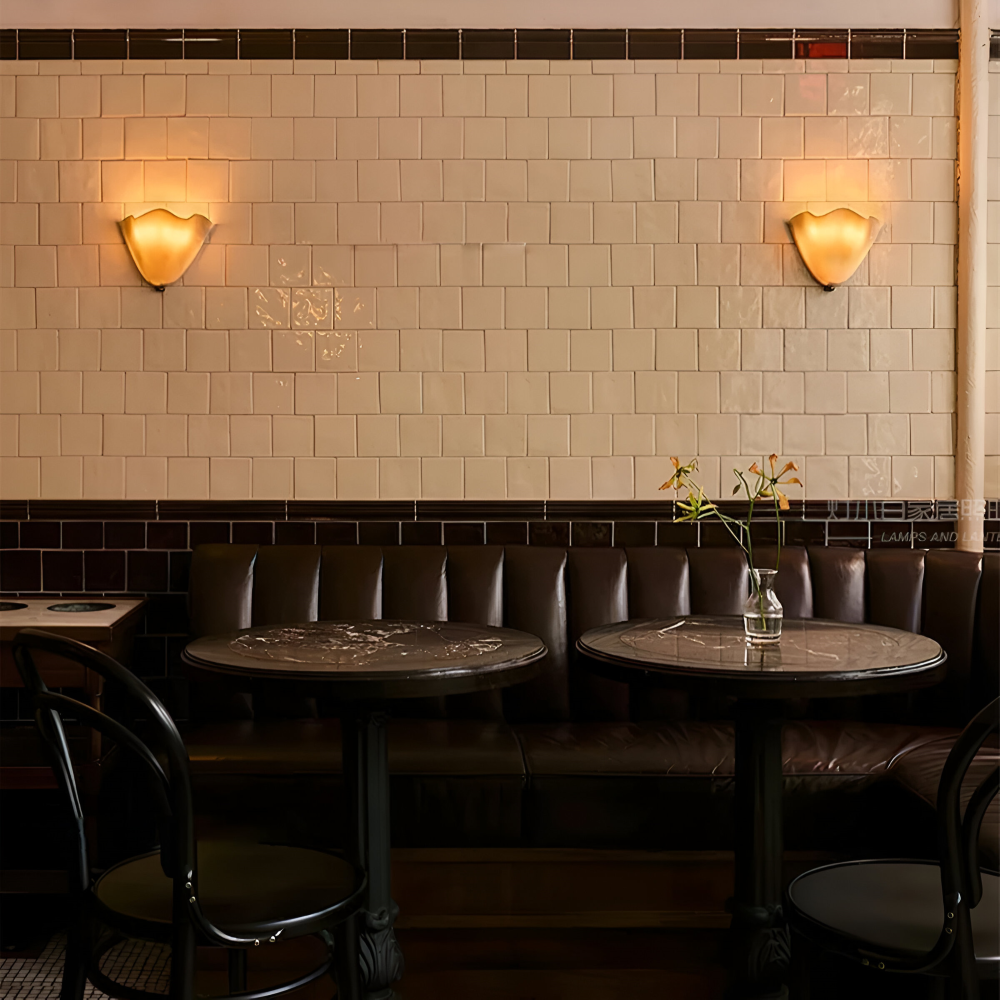 Nowoczesny Kinkiet Ścienny w Kształcie Muszli – Eleganckie Oświetlenie Łazienkowe i do Salonu, Ciepłe Światło, Kamień Szklany 4