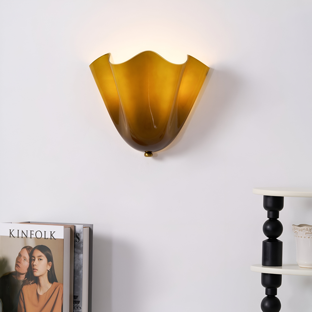 Nowoczesny Kinkiet Ścienny w Kształcie Muszli – Eleganckie Oświetlenie Łazienkowe i do Salonu, Ciepłe Światło, Kamień Szklany 7