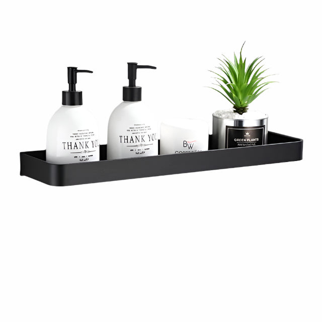 Nowoczesny Regał Ścienny z Aluminium – Minimalistyczna Półka do Przechowywania, Czarny, Idealny do Łazienki i Salonu 0