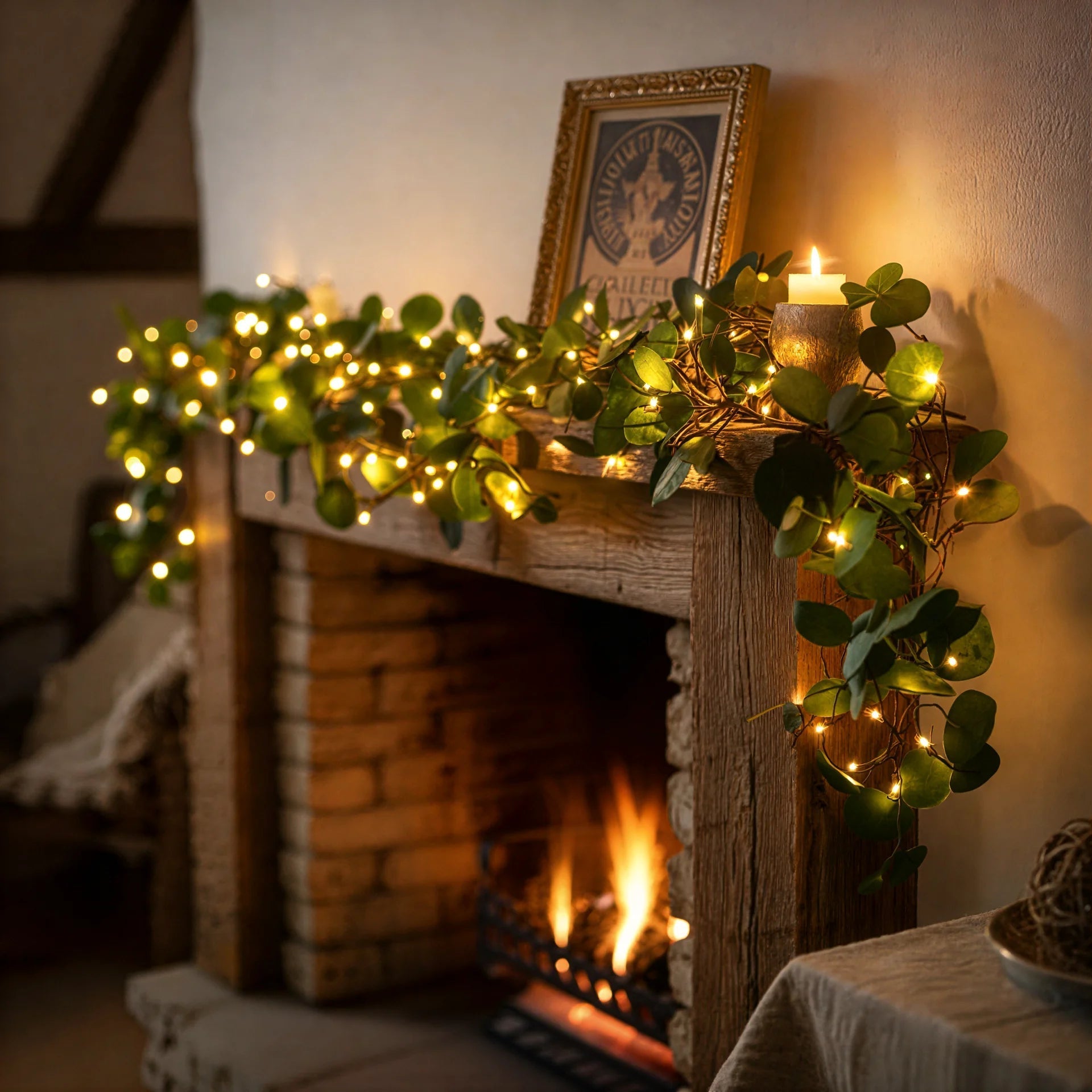 Oliwna Winorośl z 100 Ciepłobiałymi LED, Dekoracyjne Oświetlenie do Wnętrz z Timerem 6/18h, Zielona, Trwała Winorośl 2