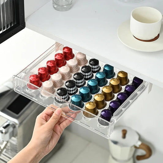 Organizer do Kapsułek Nespresso z Pojemną Szufladą – Biały, Kompaktowy, Stabilny, Na 30 Kapsułek 0