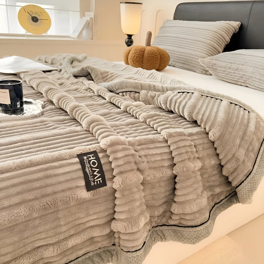 Pled w Paski 100% Poliester 150x200 cm – Stylowy Pled na Łóżko i Kanapę, Ciepły i Trwały, Idealny na Cały Rok 0