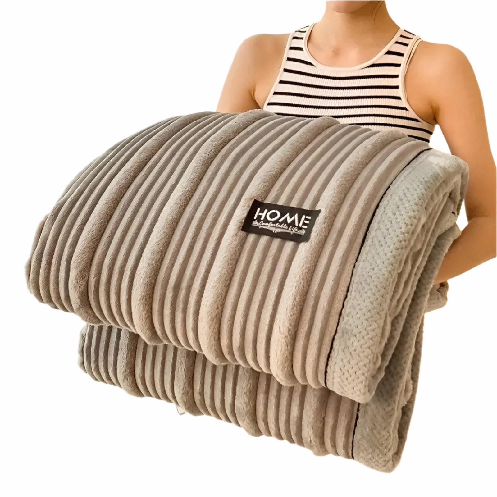 Pled w Paski 100% Poliester 150x200 cm – Stylowy Pled na Łóżko i Kanapę, Ciepły i Trwały, Idealny na Cały Rok 1