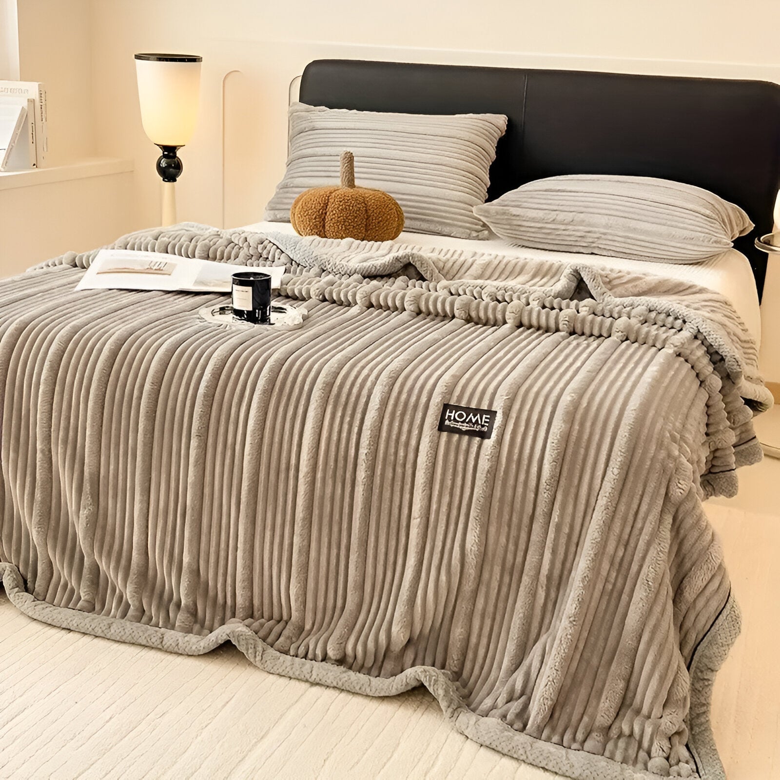 Pled w Paski 100% Poliester 150x200 cm – Stylowy Pled na Łóżko i Kanapę, Ciepły i Trwały, Idealny na Cały Rok 4