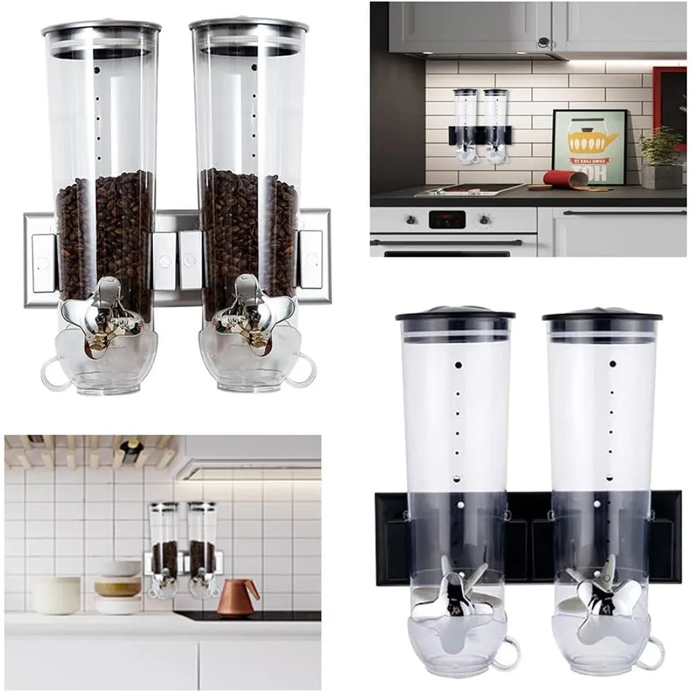 Podwójny Dozownik na Żywność z Systemem Zamknięcia – Przezroczysty Organizer do Müsli, Nasion, Ryżu i Kawy 1