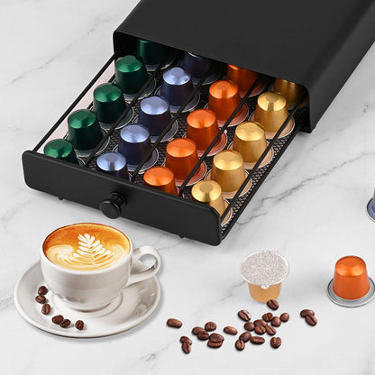 Pojemnik na kapsułki do Nespresso – Elegancki i oszczędzający miejsce schowek na 40 kapsułek w nowoczesnym stylu 0