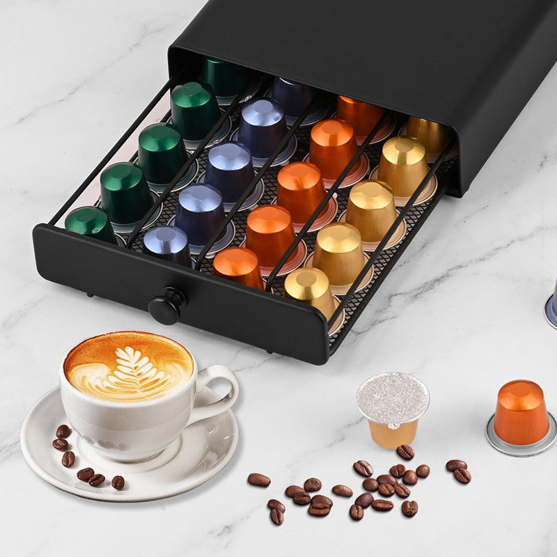 Pojemnik na kapsułki do Nespresso – Elegancki i oszczędzający miejsce schowek na 40 kapsułek w nowoczesnym stylu 0
