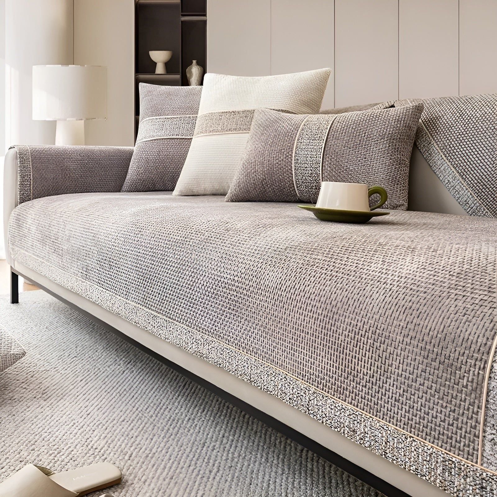 Pokrowiec na sofę z lnu – Elegancka ochrona przed zadrapaniami dla właścicieli zwierząt, łatwy w pielęgnacji i montażu 1