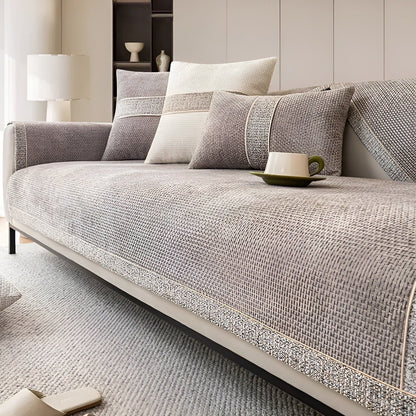 Pokrowiec na sofę z lnu – Elegancka ochrona przed zadrapaniami dla właścicieli zwierząt, łatwy w pielęgnacji i montażu 1