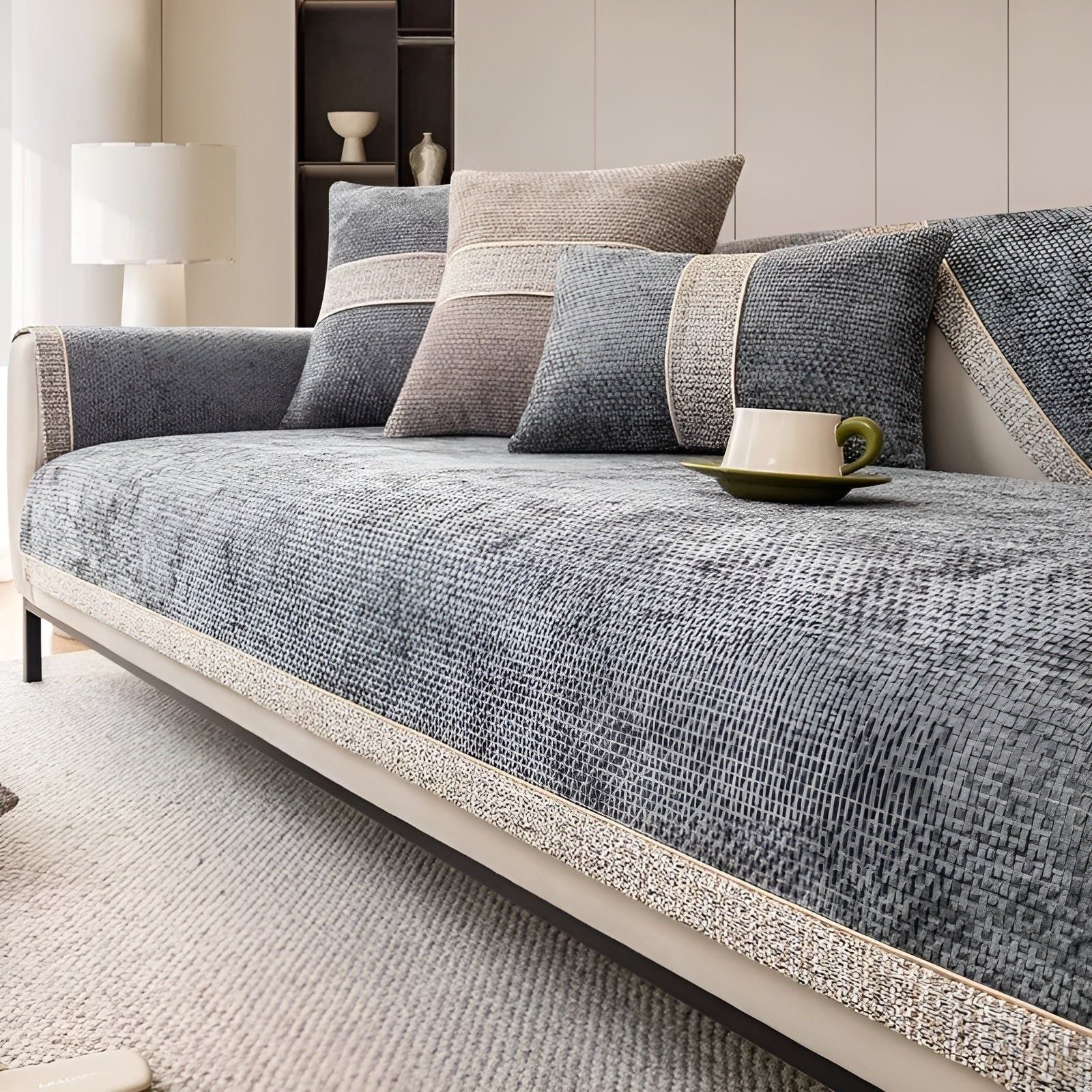 Pokrowiec na sofę z lnu – Elegancka ochrona przed zadrapaniami dla właścicieli zwierząt, łatwy w pielęgnacji i montażu 2