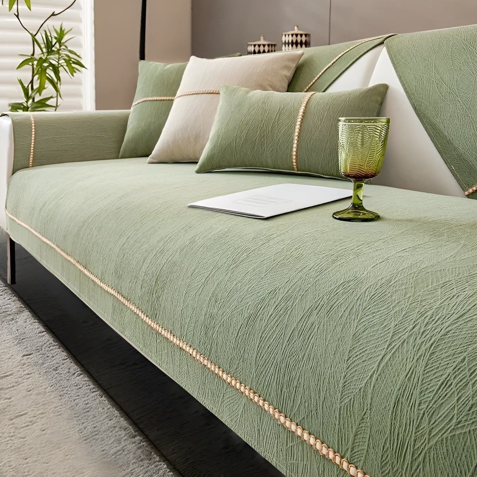 Pokrowiec na sofę z lnu – Elegancka ochrona przed zadrapaniami dla właścicieli zwierząt, łatwy w pielęgnacji i montażu 5