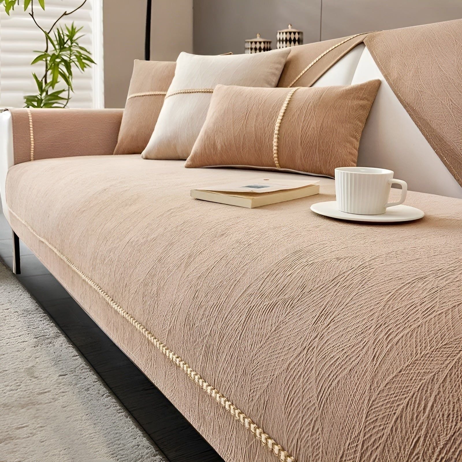 Pokrowiec na sofę z lnu – Elegancka ochrona przed zadrapaniami dla właścicieli zwierząt, łatwy w pielęgnacji i montażu 6