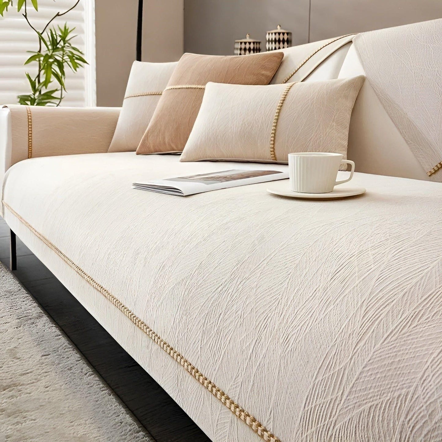 Pokrowiec na sofę z lnu – Elegancka ochrona przed zadrapaniami dla właścicieli zwierząt, łatwy w pielęgnacji i montażu 7
