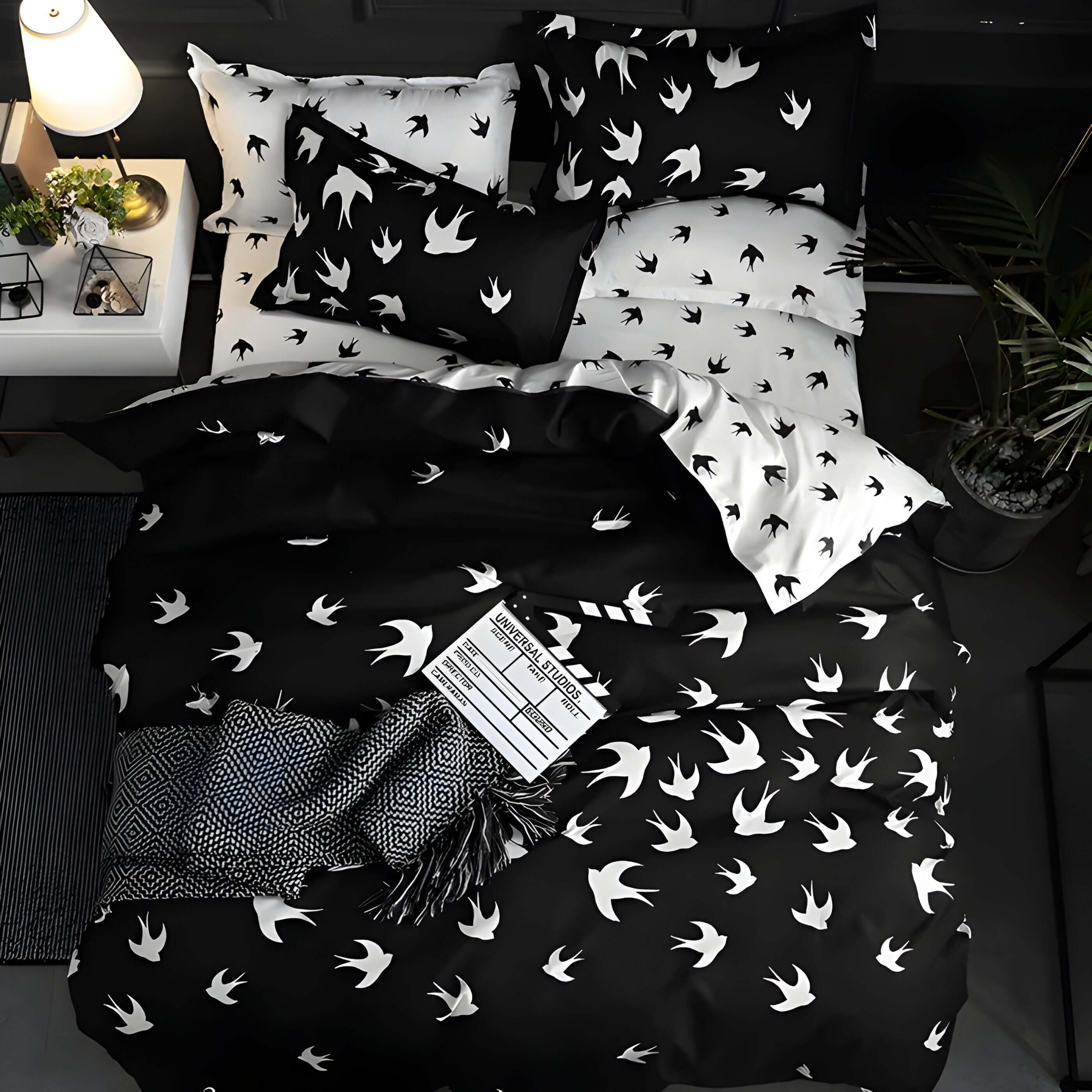 Pościel bawełniana 160x200 – Elegancki komplet z czarnymi poszewkami na kołdrę i poduszki, komfort i styl w sypialni 7