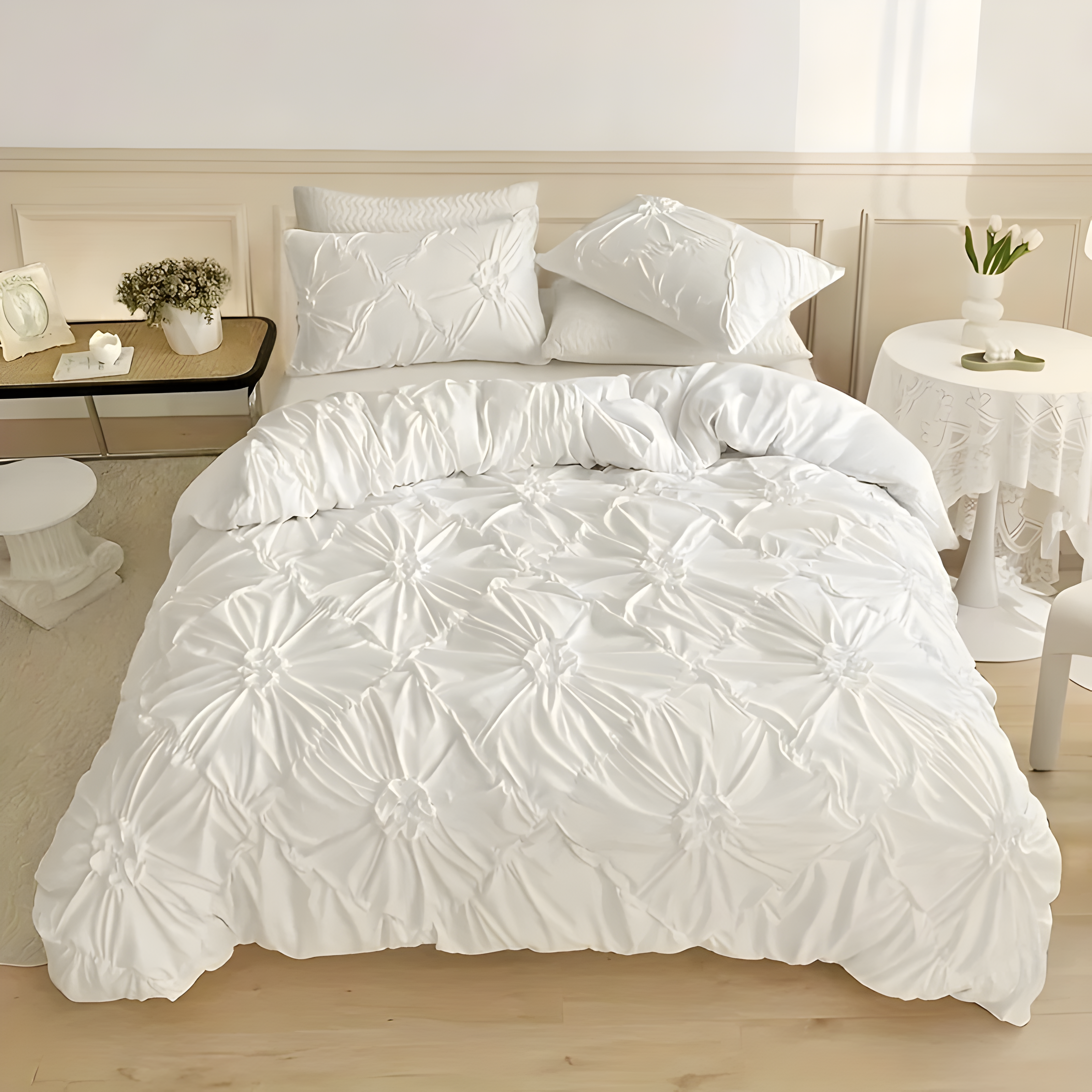 Pościel satynowa 200x220 z diamentowym wzorem – Luksusowy zestaw do sypialni, komfortowy na każdą porę roku 3