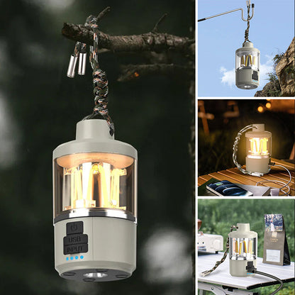 Przenośna Lampa Kempingowa z Regulacją Jasności i Ładowaniem USB – Wodoodporna Lampka Kempingowa 3W, Stylowy Design, Długi Czas Pracy 4