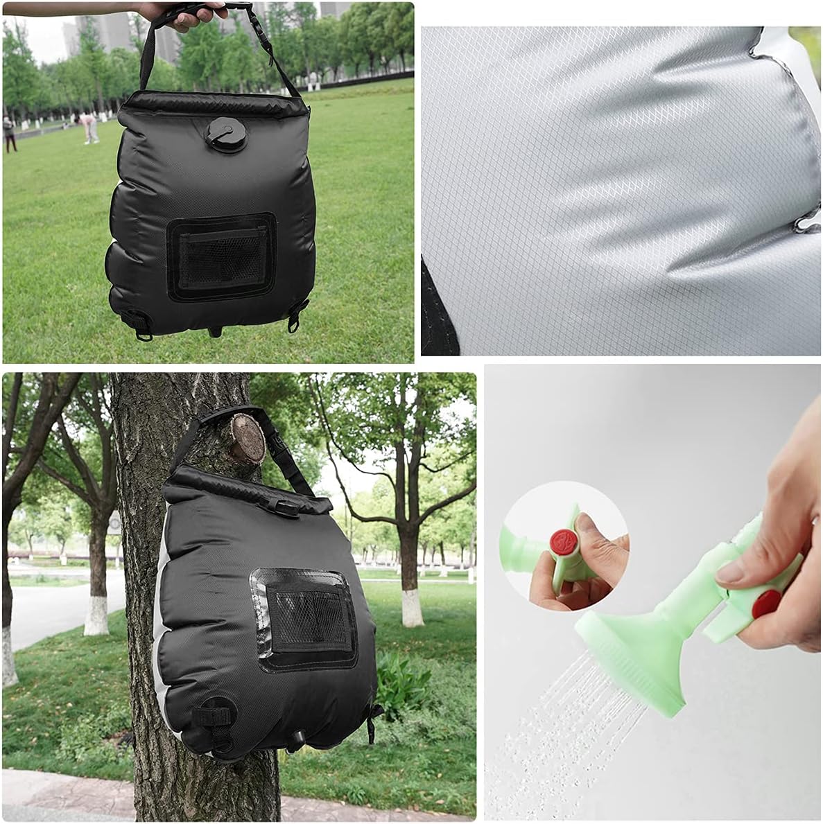 Przenośna Torba Prysznicowa 20L z Wskaźnikiem Temperatury – Idealna na Kemping, Ekologiczne Materiały PVC 6