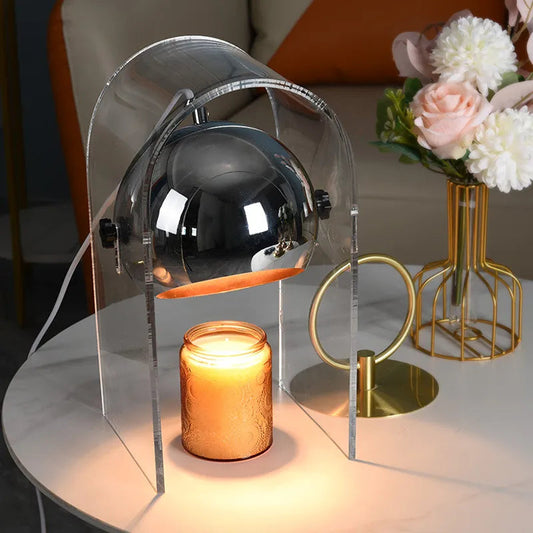 Przezroczysta Lampka Stołowa z Regulacją Jasności - Elegancki Podgrzewacz do Świec, Nowoczesny Design, Idealna do Przytulnych Wnętrz 1