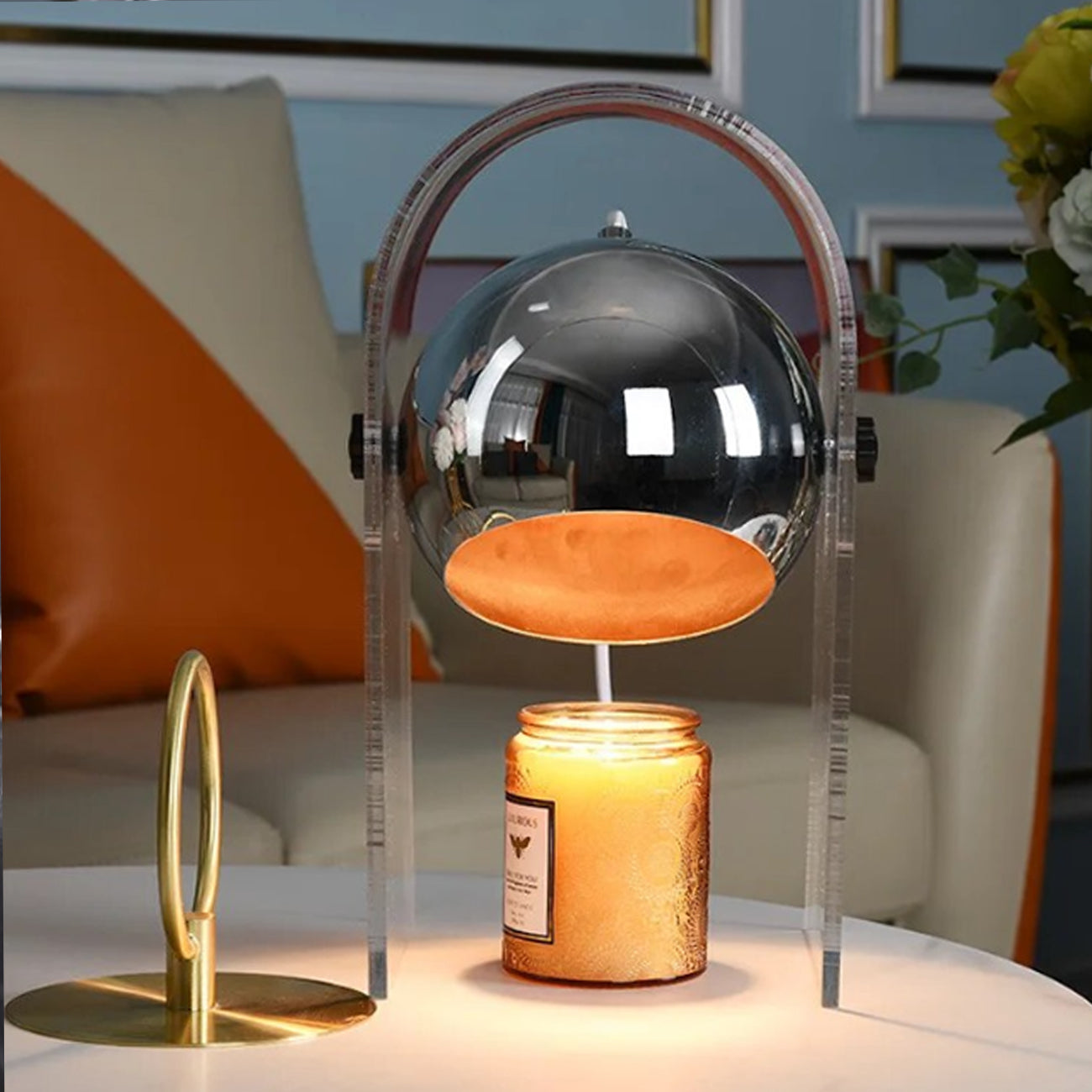 Przezroczysta Lampka Stołowa z Regulacją Jasności - Elegancki Podgrzewacz do Świec, Nowoczesny Design, Idealna do Przytulnych Wnętrz 2