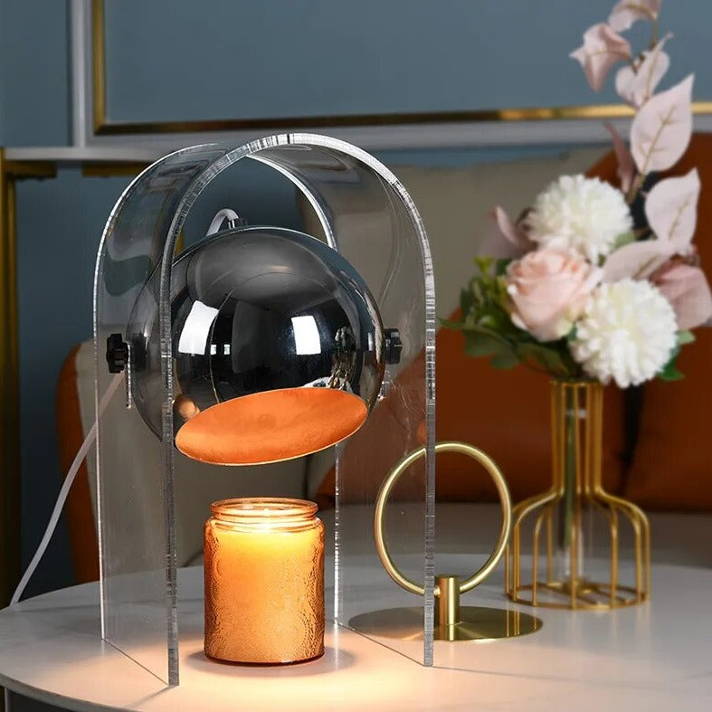 Przezroczysta Lampka Stołowa z Regulacją Jasności - Elegancki Podgrzewacz do Świec, Nowoczesny Design, Idealna do Przytulnych Wnętrz 3
