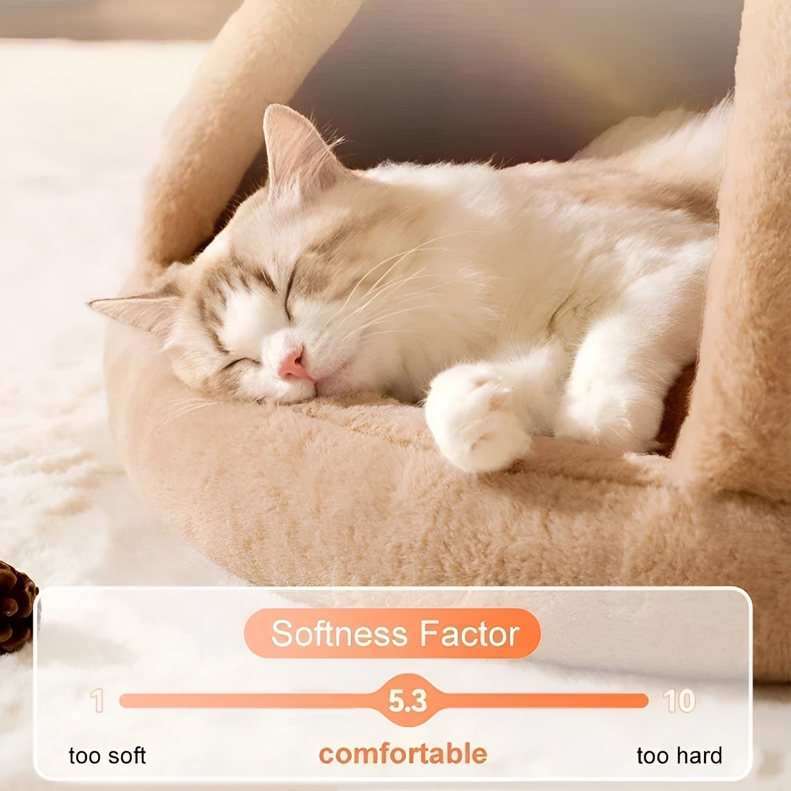 Przytulne Legowisko dla Kotów w Kształcie Namiotu – Wysokiej Jakości Bawełna, Brązowe i Szare, Rozmiar S-XL 3