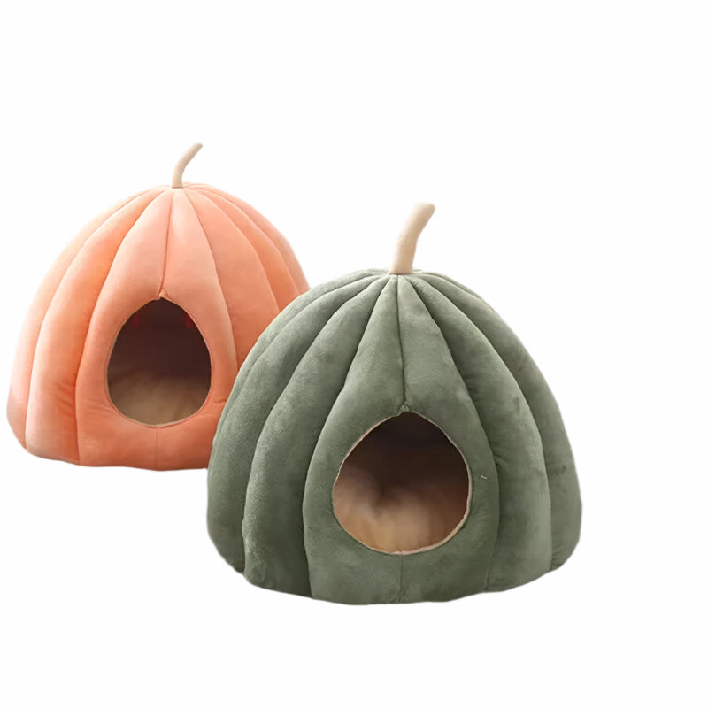 Przytulne Łóżko dla Kota w Kształcie Dyni – Ciepłe, Zamknięte, Miękkie, Idealne na Zimę, 50 cm x 50 cm x 40 cm 1