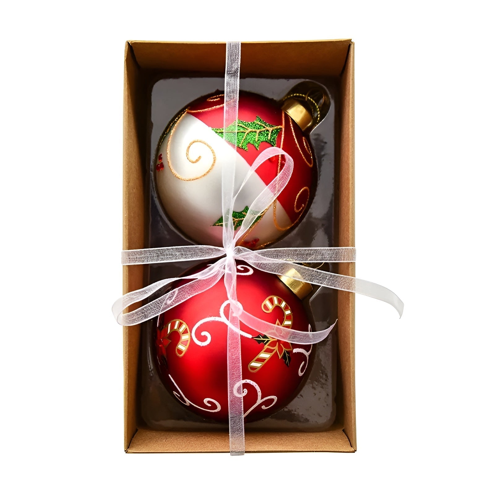 Ręcznie Malowane Szklane Bombki Choinkowe 8 cm – Eleganckie Ozdoby Choinkowe, Zestaw 2 Sztuki 1