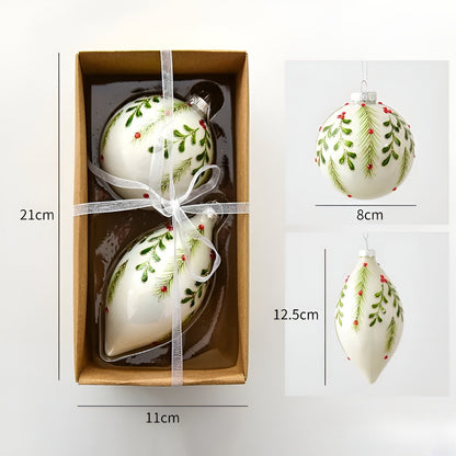 Ręcznie Malowane Szklane Bombki Choinkowe 8 cm – Eleganckie Ozdoby Choinkowe, Zestaw 2 Sztuki 6