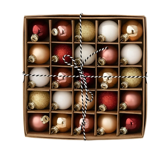 Ręcznie Robione Bombki Choinkowe Szklane – Zestaw 25 Mini Kul 4 cm do Dekoracji Świątecznych 0