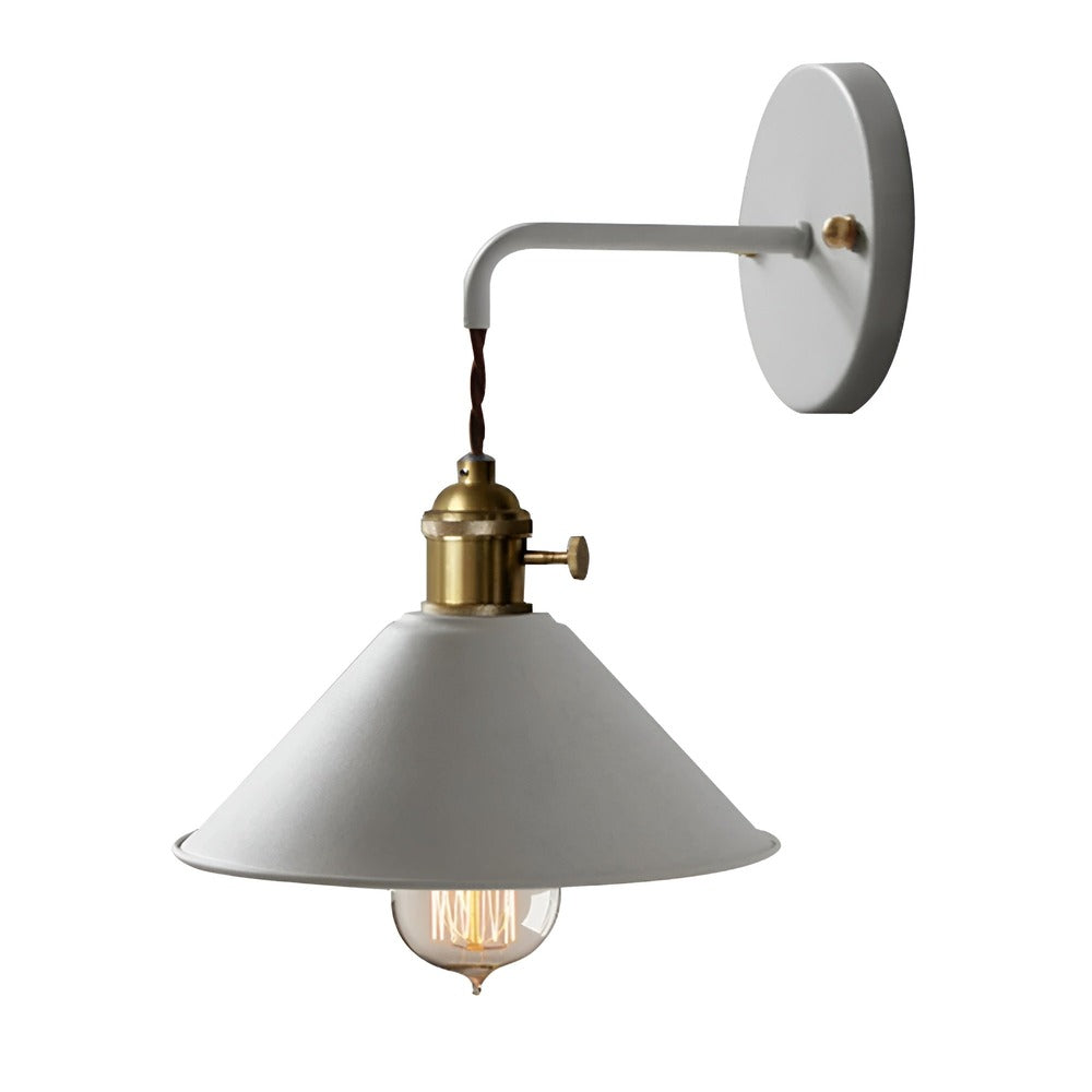 Retro Kinkiet Ścienny w Stylu Vintage z Metalowym Stożkiem – Elegancka Lampa na Ścianę do Salonów i Sypialni 0