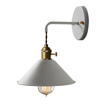 Retro Kinkiet Ścienny w Stylu Vintage z Metalowym Stożkiem – Elegancka Lampa na Ścianę do Salonów i Sypialni 0