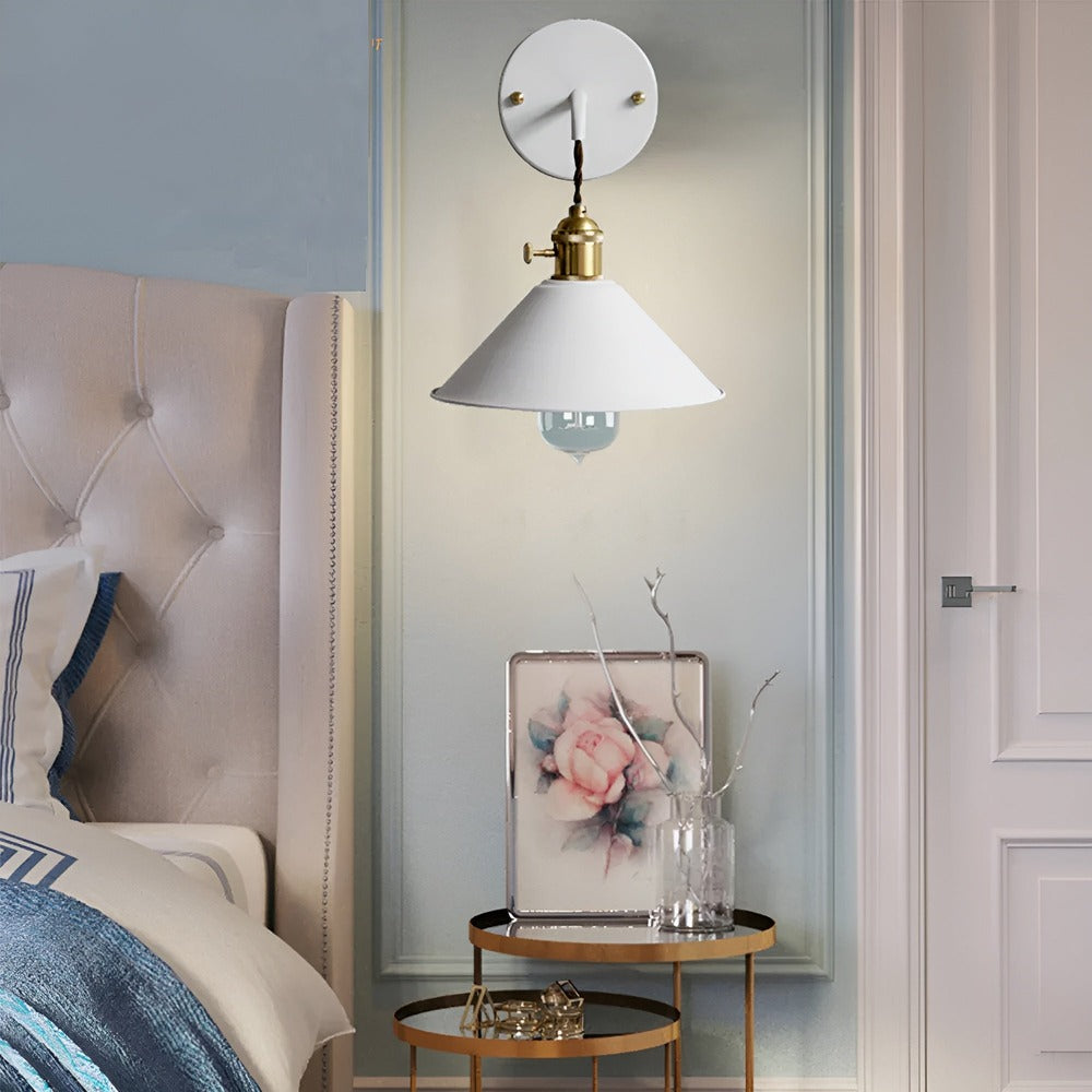 Retro Kinkiet Ścienny w Stylu Vintage z Metalowym Stożkiem – Elegancka Lampa na Ścianę do Salonów i Sypialni 6