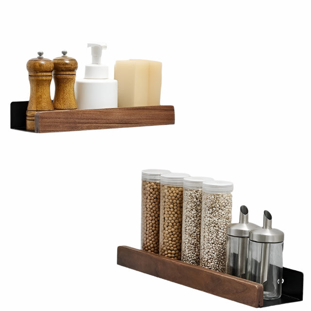 Rustykalna Półka Łazienkowa Narożna z Drewna – Wodoodporna, Wisząca, Bez Wiercenia, Oszczędzająca Miejsce 0