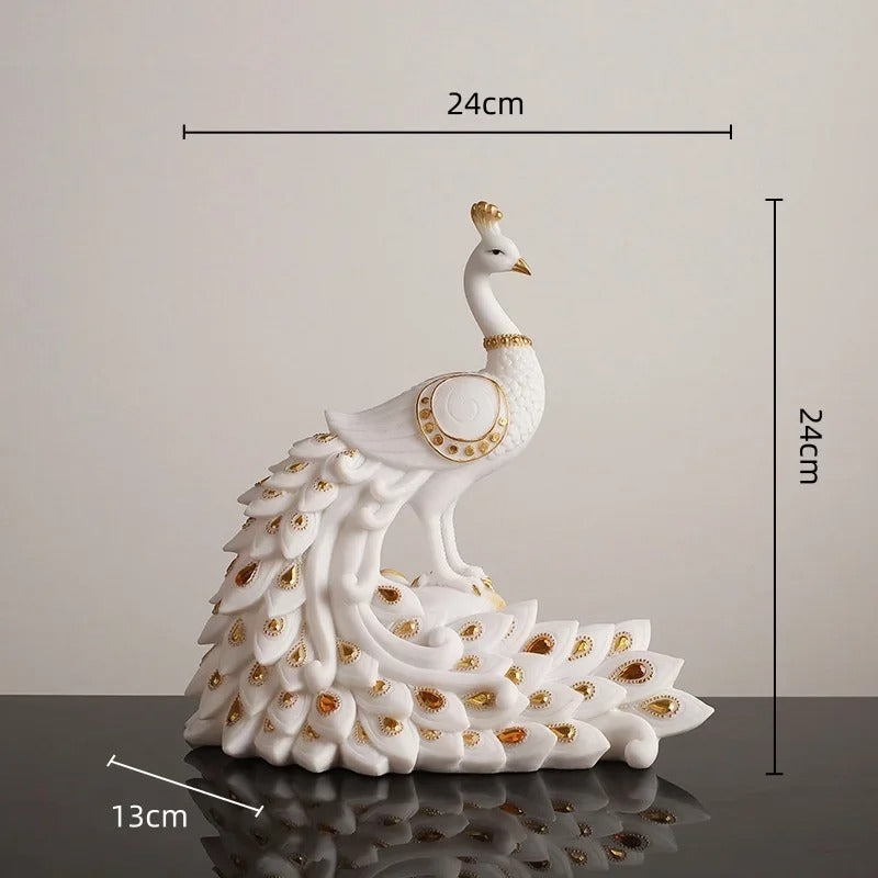 Rzeźba Dwa Złote Pawie – Elegancka Ceramika z Luksusowymi Akcentami do Wnętrz 3