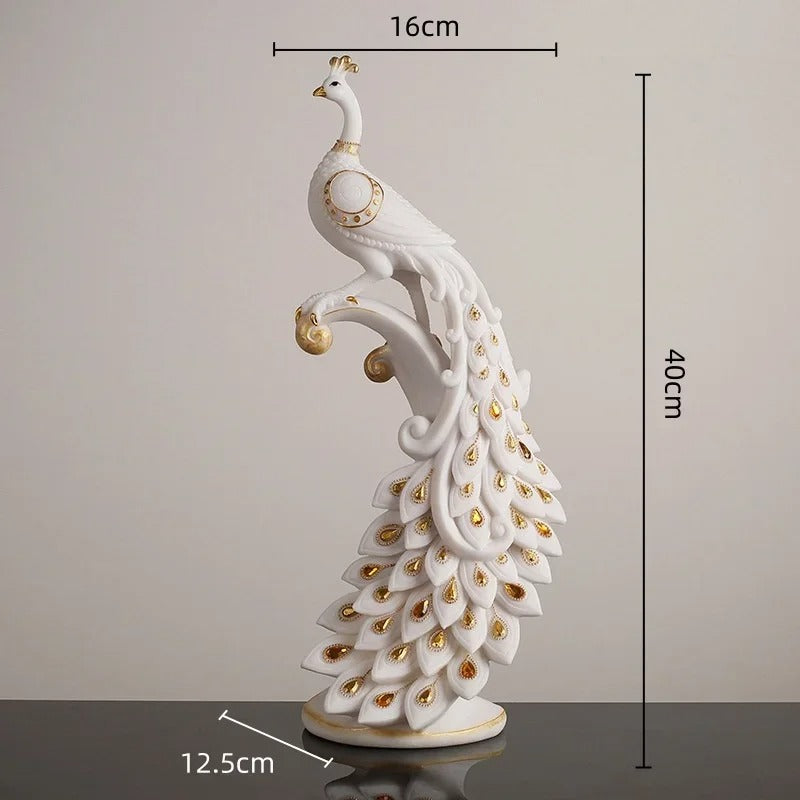 Rzeźba Dwa Złote Pawie – Elegancka Ceramika z Luksusowymi Akcentami do Wnętrz 4