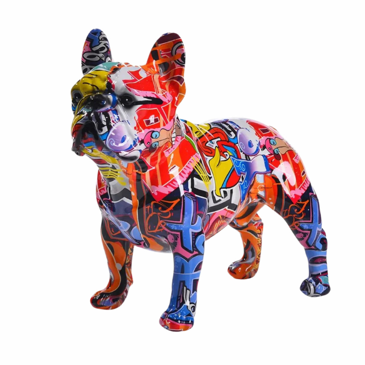 Rzeźba Graffiti Bulldog z Żywicy – Kolorowa Dekoracja do Wnętrz, Nowoczesny Styl, 30 cm x 20 cm x 15 cm 0