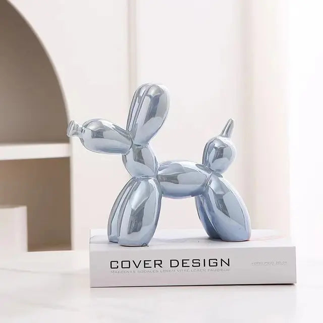 Rzeźba Psa Balonowego z Ceramiki – Zabawna Dekoracja Wnętrz, 18 cm H, Metaliczny Wystrój Wnętrz 4