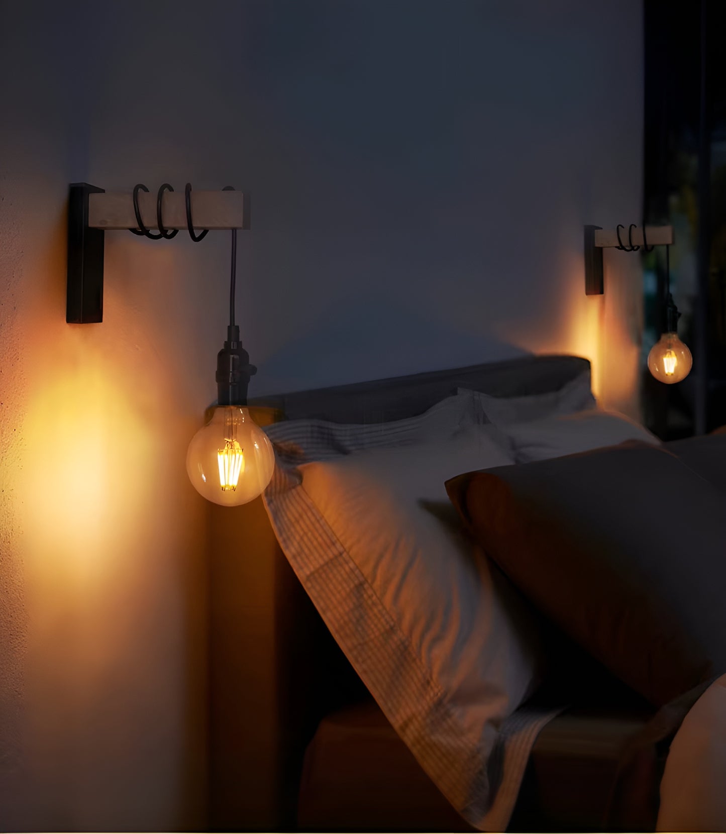 Kinkiet ścienny z żelaza i drewna – Stylowy kinkiet vintage do sypialni i salonu, optymalne oświetlenie w eleganckim stylu