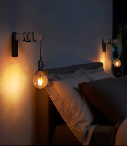 Kinkiet ścienny z żelaza i drewna – Stylowy kinkiet vintage do sypialni i salonu, optymalne oświetlenie w eleganckim stylu