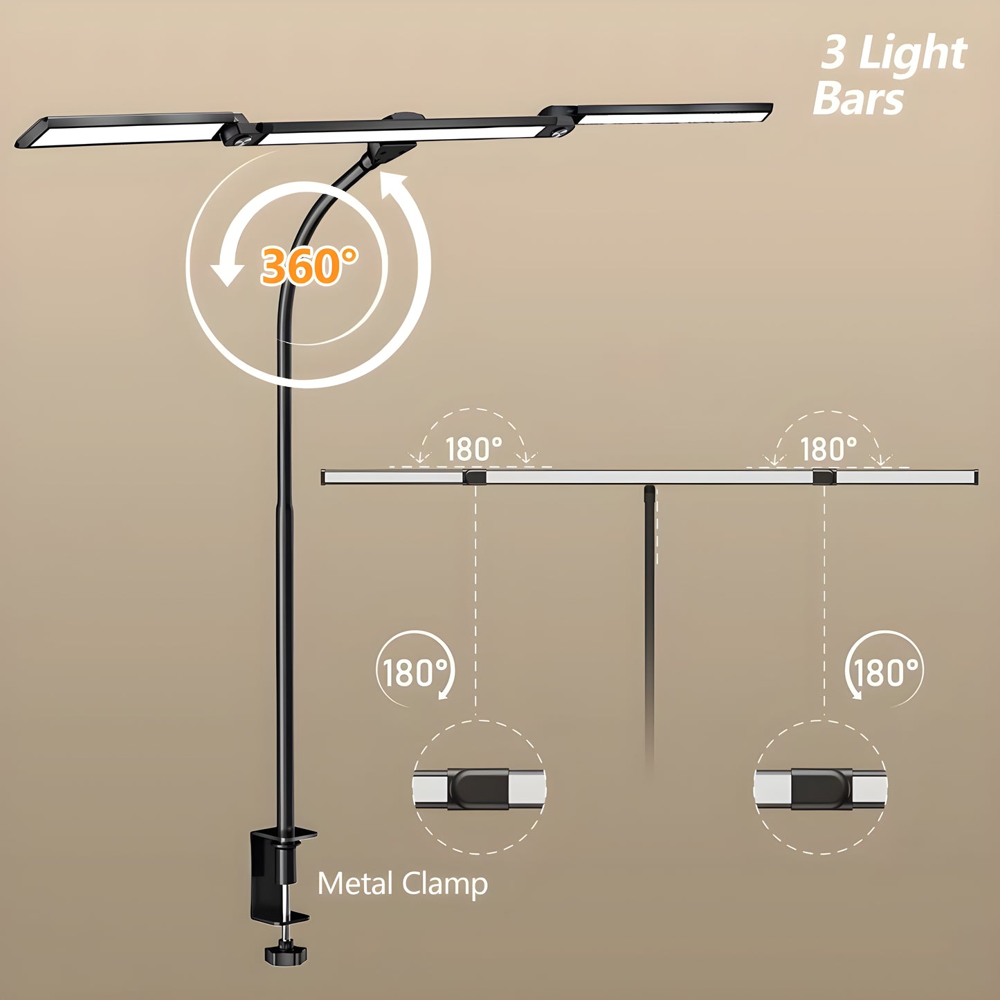 Lampa biurkowa LED z ruchomą szyjką – Ultra jasna, przyjazna dla oczu lampa na biurko do domowego biura